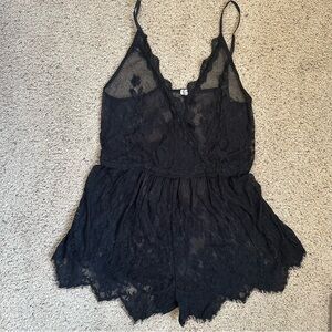 Free People Intimately Black Lace Romper
